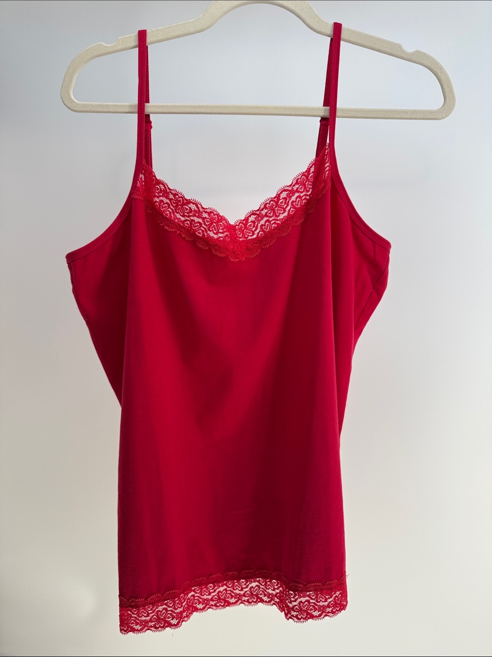 Christopher & Banks Red Lace-Trim Camisole